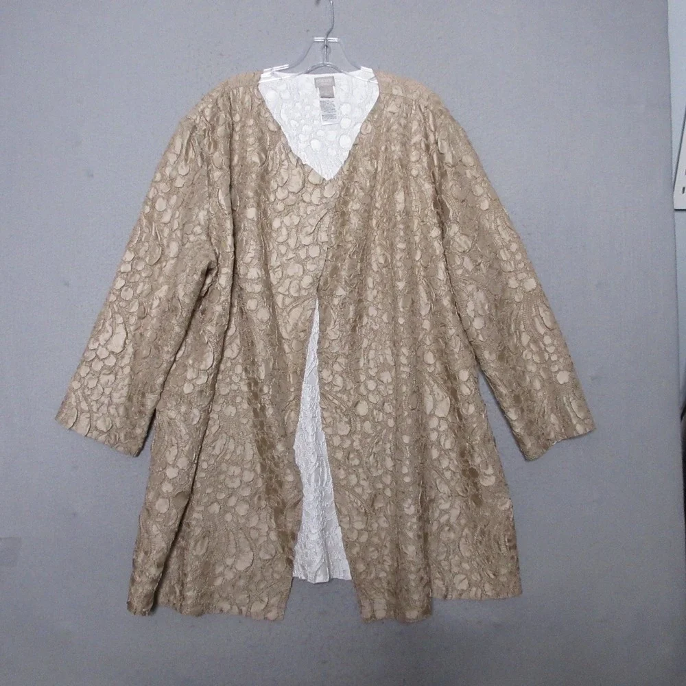 Chicos Travelers Topper Cardigan Gold Reversible Lightweight Party Formal Event